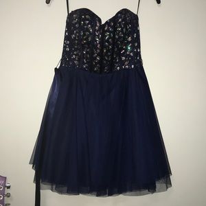 Navy Blue Corset Cocktail/Homecoming Dress